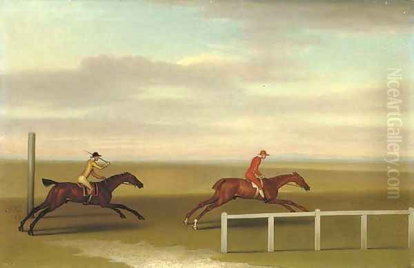 Two race horses in a match Oil Painting by James Seymour