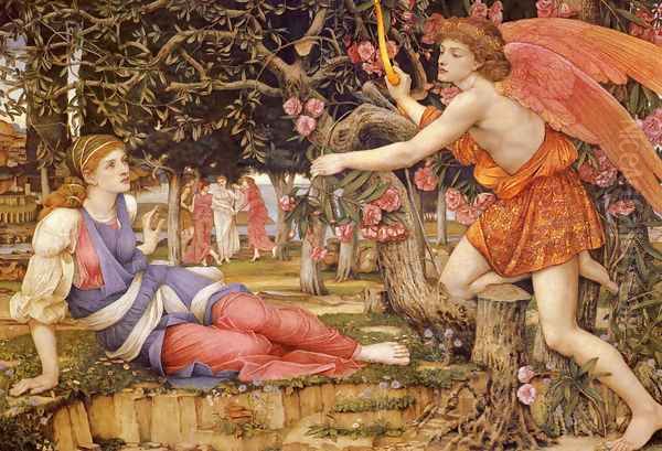 Love and the Maiden Oil Painting by John Roddam Spencer Stanhope