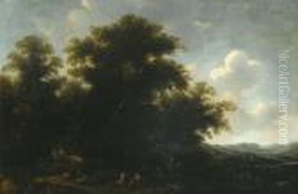 A Bosky Landscape With Woodsmen Oil Painting by Herman Saftleven