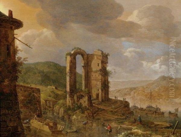 Paysage Du Rhin Oil Painting by Herman Saftleven