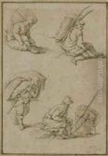 Studies Of Figures, After Teniers Oil Painting by Herman Saftleven