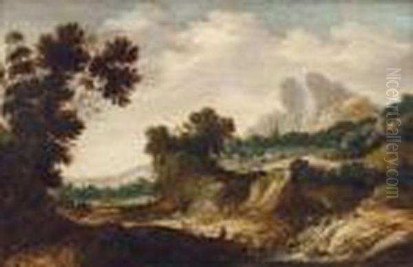 Bergige Landschaft Mit Wasserfall Oil Painting by Herman Saftleven