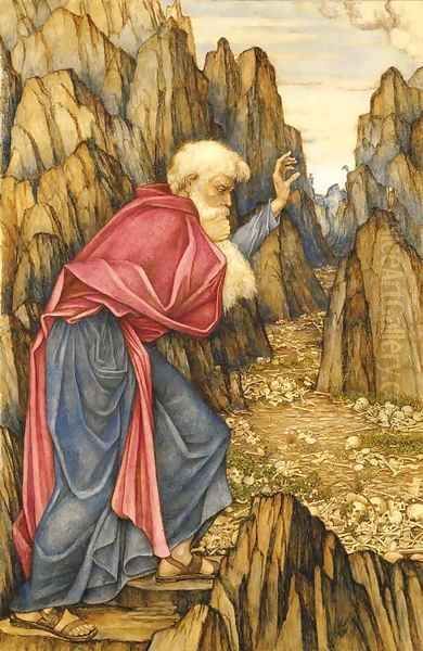 The Vision of Ezekiel The Valley of Dry Bones Oil Painting by John Roddam Spencer Stanhope