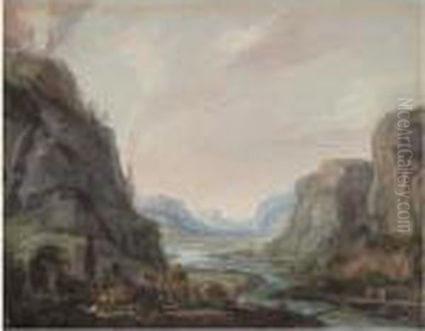 A Rhenish River Landscape With The Transfiguration Oil Painting by Herman Saftleven