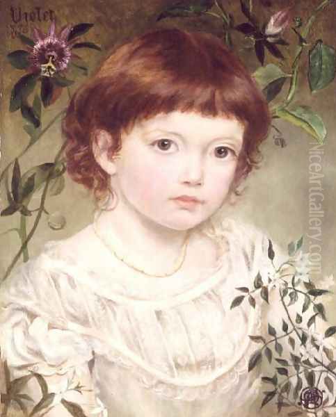 Violet - Portrait of a Girl, 1876 Oil Painting by Emma Sandys