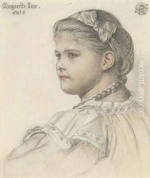 Portrait of Marguerite Ince, aged six, half-length Oil Painting by Emma Sandys