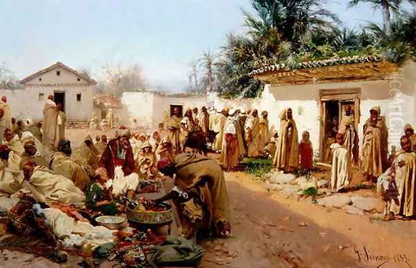 Arab Village Scene, 1883 2 Oil Painting by Gustavo Simoni