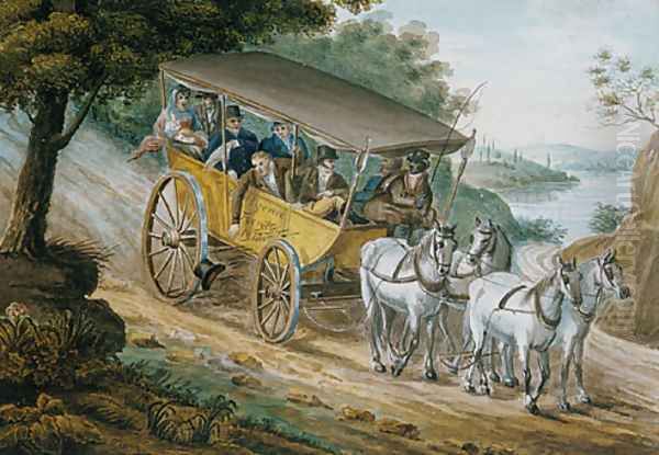 Travel by Stagecoach Near Trenton, New Jersey Oil Painting by Pavel Petrovich Svinin