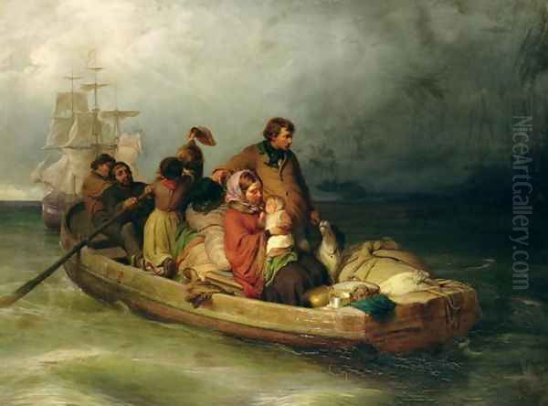 Emigrant passengers on board, 1851 Oil Painting by Felix Schlesinger