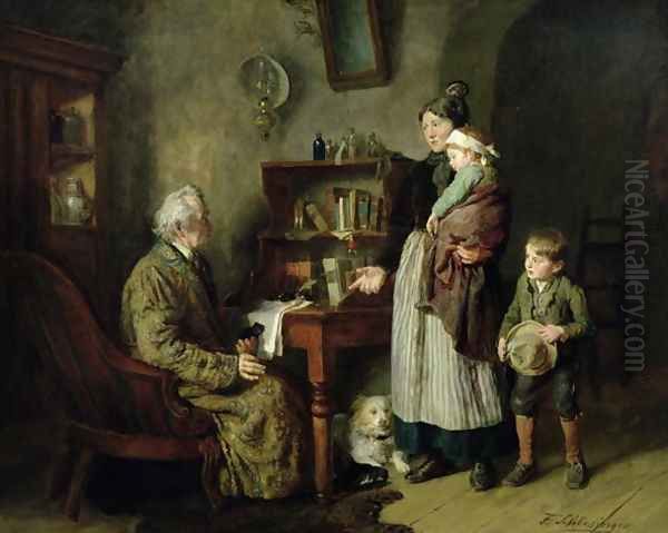 Charity Oil Painting by Felix Schlesinger