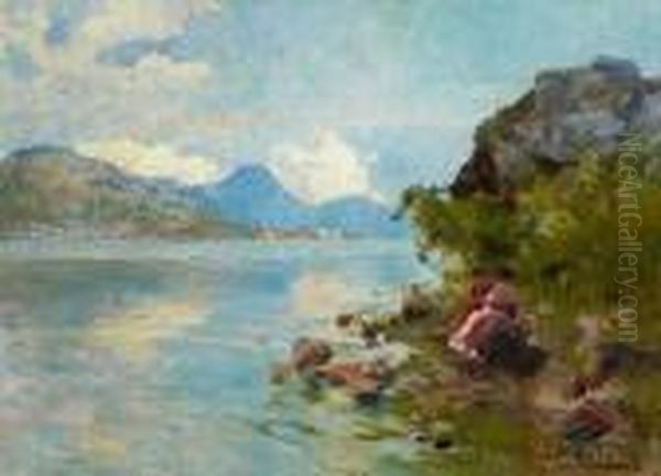 Conversazione Sul Lago Oil Painting by Paolo Sala