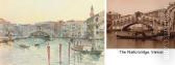 Ponte Di Rialto, Canal Grande Venezia: The Rialto Bridge, Venice Oil Painting by Paolo Sala