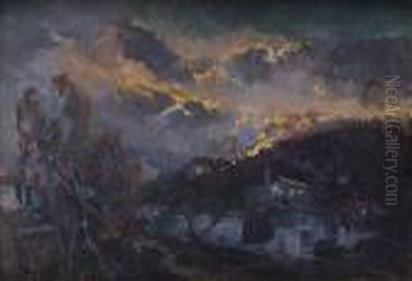 Fire In Thehill, Nice Oil Painting by Paolo Sala