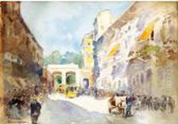 Via Manzoni A Milano Oil Painting by Paolo Sala