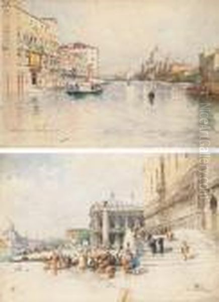 The Grand Canal With Santa Maria
 Della Salute, Venice; And Thedoge's Palace, And The Molo, Looking West Oil Painting by Paolo Sala