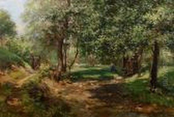 A Wooded Path Oil Painting by Paolo Sala