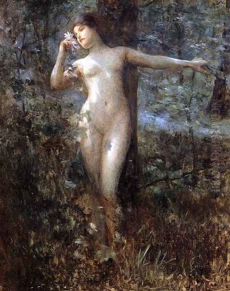 Nude in the Forest Oil Painting by Julius LeBlanc Stewart