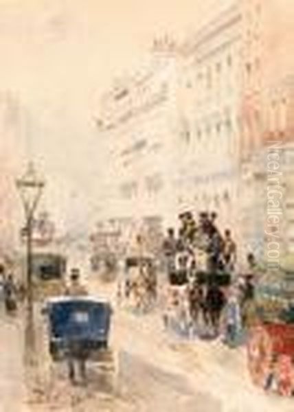 View Of Oxford Street, London Oil Painting by Paolo Sala