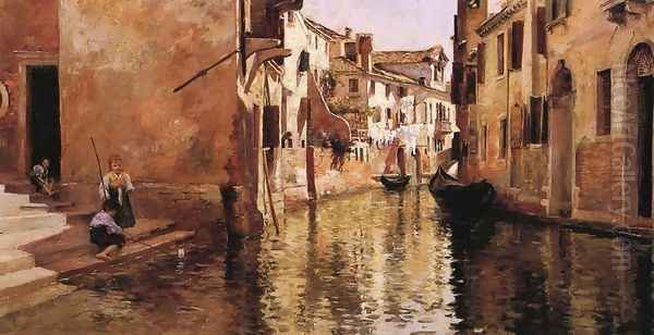 The Canal Oil Painting by Julius LeBlanc Stewart