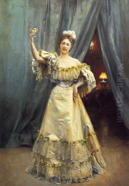 A Toast Oil Painting by Julius LeBlanc Stewart