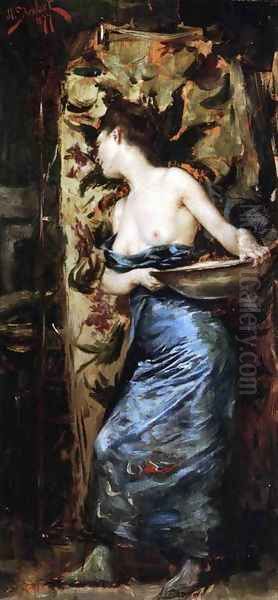 Femme Mi-Nue Oil Painting by Julius LeBlanc Stewart