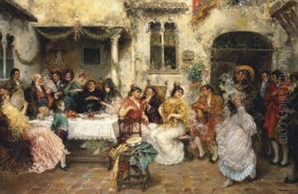 The Wedding Party Oil Painting by Juan Pablo Salinas Y Teruel