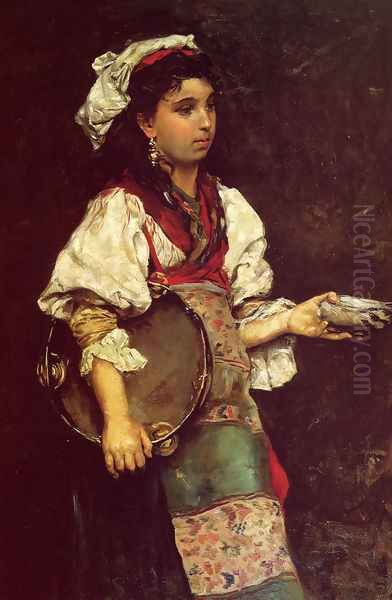 Spanish Girl Oil Painting by Julius LeBlanc Stewart