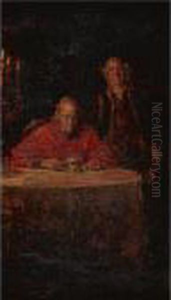 The Cardinal At His Tea Oil Painting by Juan Pablo Salinas Y Teruel