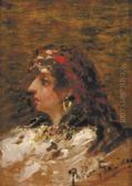 Gitana Oil Painting by Juan Pablo Salinas Y Teruel