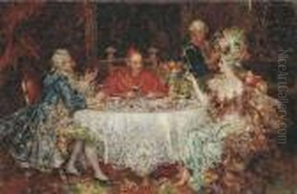 A Pranzo Dal Cardinale Oil Painting by Juan Pablo Salinas Y Teruel