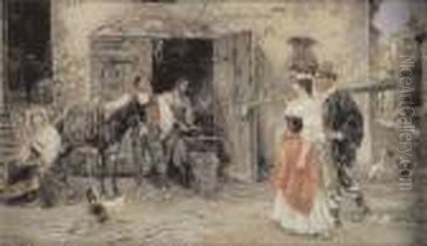 La Bottega Del Maniscalco Oil Painting by Juan Pablo Salinas Y Teruel