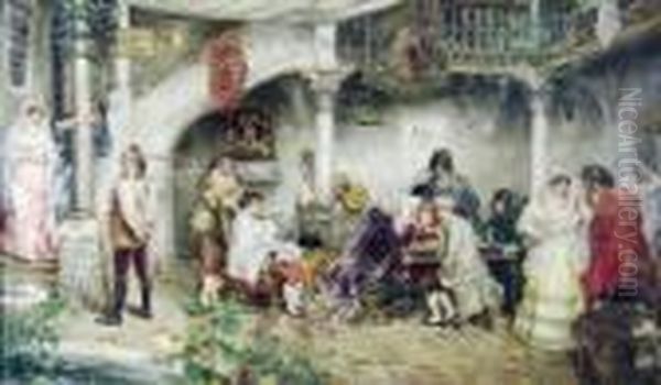 A La Bacia De Oro Oil Painting by Juan Pablo Salinas Y Teruel