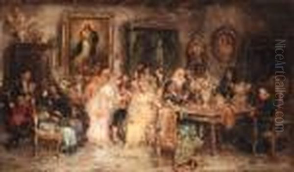 The Wedding Party Oil Painting by Juan Pablo Salinas Y Teruel