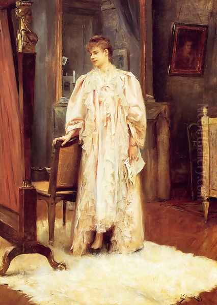 Lady In Her Boudoir Oil Painting by Julius LeBlanc Stewart