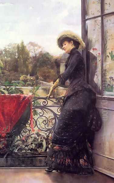 On The Terrace Oil Painting by Julius LeBlanc Stewart