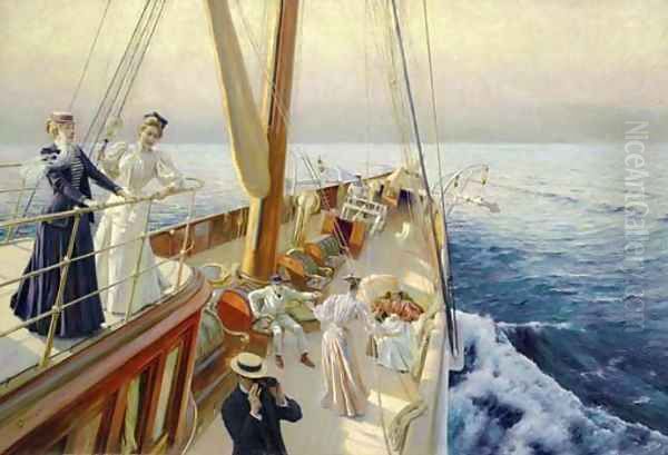 Yachting in the Mediterranean Oil Painting by Julius LeBlanc Stewart