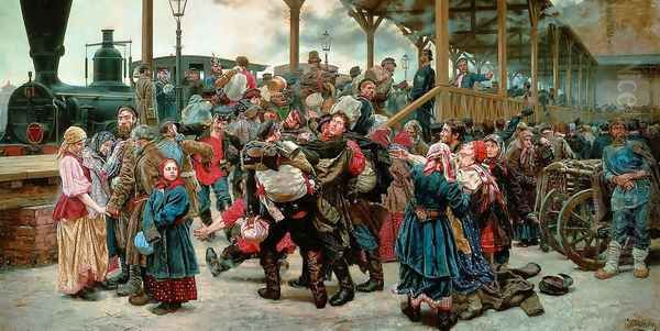 Departing for the War, 1888 Oil Painting by Konstantin Apollonovich Savitsky