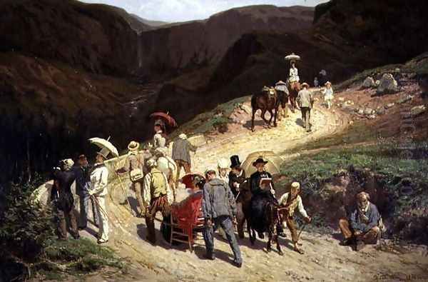 Travellers in Auvergne, 1876 Oil Painting by Konstantin Apollonovich Savitsky