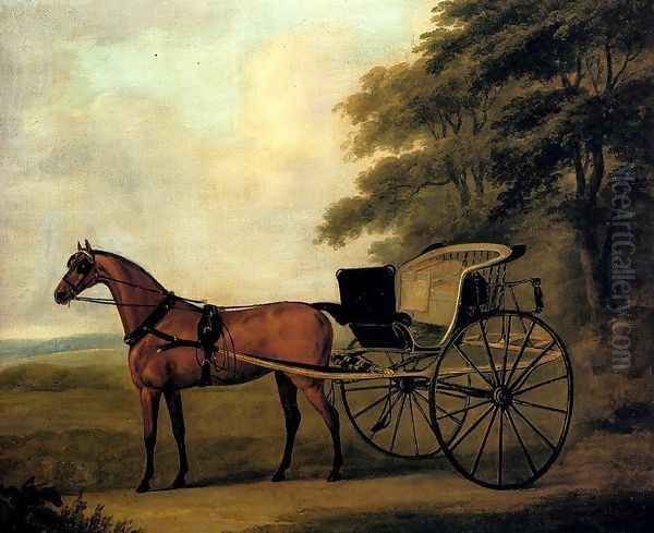 A Horse And Carriage In A Landscape Oil Painting by John Nost Sartorius