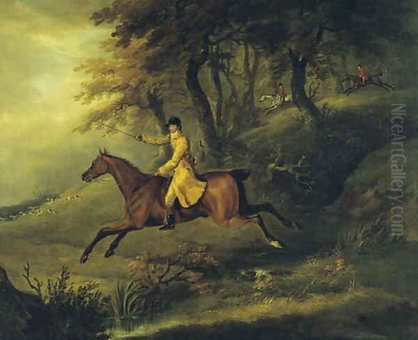 Thomas Oldaker, Huntsman to the Berkeley, on his Hunter Magic Breaking Cover, 1811 Oil Painting by John Nost Sartorius