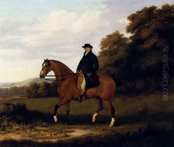 A Gentleman And His Bay Hack Oil Painting by John Nost Sartorius