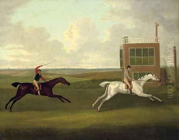 The Duke of Bedford's Grey Diomed beating H.R.H, The Prince of Wales's Traveller over the Beacon course, Newmarket, 8 May 1790 Oil Painting by John Nost Sartorius