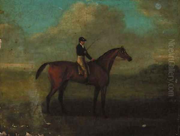 A chestnut racehorse with jockey up Oil Painting by John Nost Sartorius