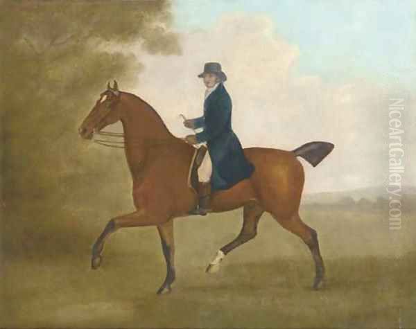 A gentleman on a chestnut hunter Oil Painting by John Nost Sartorius