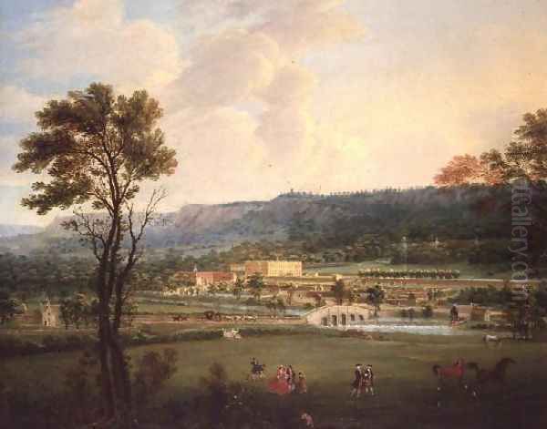 A view of Chatsworth, Derbyshire, from the South West c.1743-44 Oil Painting by Thomas Smith of Derby