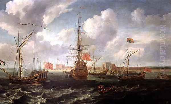 The Royal Yacht off Sheerness, c.1680 Oil Painting by Isaac Sailmaker