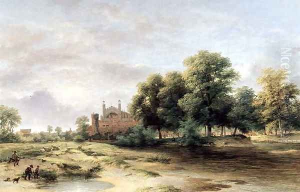 Eton College from Fellows Eyot Oil Painting by James Stark