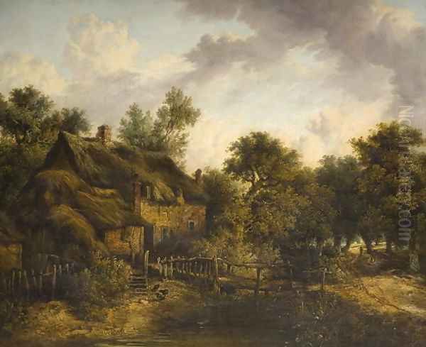 Landscape with Cottage Oil Painting by James Stark