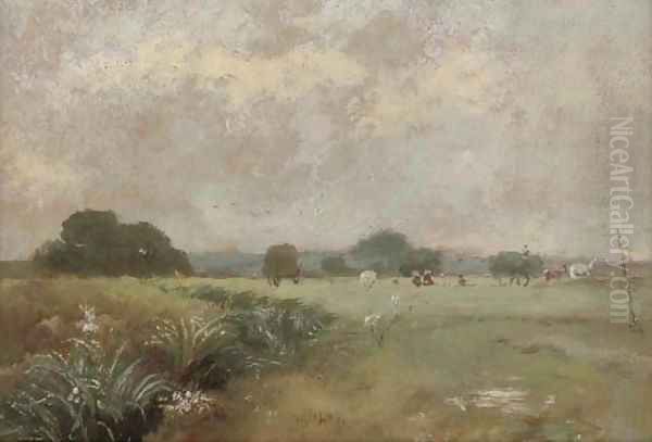 Hale Farm water meadows Oil Painting by James Stark