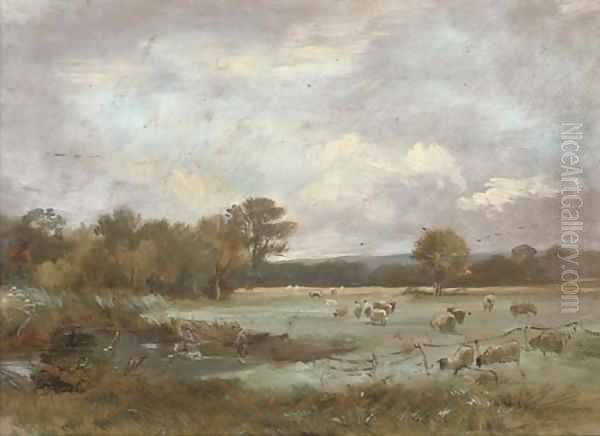 On Hale Farm water meadows Oil Painting by James Stark